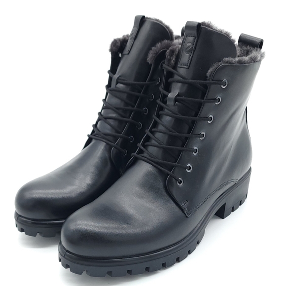 ECCO Modtray Women's Insulated Black Lace Up Ankle Boots Size 8-8.5 EU 39 - Picture 2 of 14